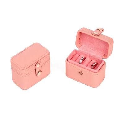 China Mini Snap Leather Ring Storage Jewelry Package Box Box Earring Bangle Showcase Women Jewelry Holder Organizer for sale