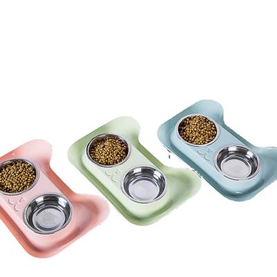 China Sustainable Cat Feeding Bowls With Double Stainless Steel With No Spill For Cats And Dogs For Any Size Pets With 3 Color for sale