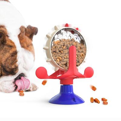 China Amazon Viable Hot Sale Windmill Toy Slow Feeder Pet Food Rotating Dispenser with Suction Cup for Cat Dog for sale