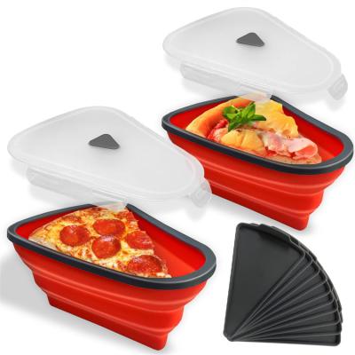 China Reusable Microwavable Collapsible Triangular Silicone Pizza Slice Pizza Storage Container for Fridge for sale