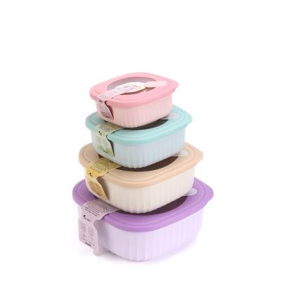 China Freshness Preservation 4 Pcs / Set Microwavable Food Storage Containers Set Refrigerator Kitchen Organizer Container Food Storage for sale