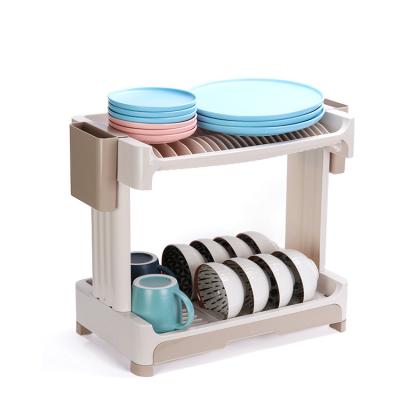 China Latest Products Bpa Free Plastic 2 Tier Stored Standing Type Kitchen Bpa Free Dish Drying Rack Storage Racks for sale