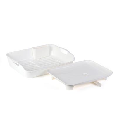 China Viable White Color 2 Tier House Shape Kitchen Plastic Dish Rack Dish Drying Rack Dish Rack Plastic Plastic Kitchen for sale