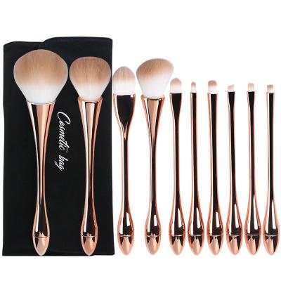 China Angular Blush China Factory Custom Beauty Tools Power Hair Makeup Brushes Classic Leather Case Bag for sale