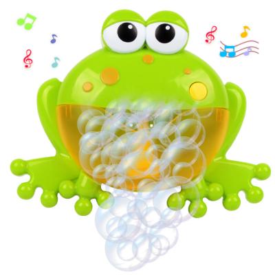 China Electric Game Toy Cartoon Frog Bubble RC Hobby Hand Crank Amusement Bath Soap Machine for sale