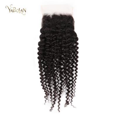 China Hot Selling Small Knots Virgin Hair Hot Sale Deep Wave 4x4 Transparent Lace Closure Lace Closure With Single Knots 134QWKC for sale