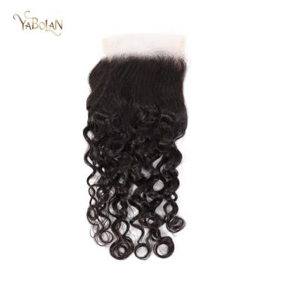 China Hot Selling Small Knots Virgin Hair Italian Curly 4x4 Transparent Lace Closure Lace Closure With Only Knots 44QWIC for sale