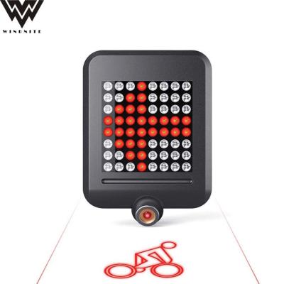 China LED+PC 64 LED USB Rechargeable Bicycle Steering Tail Light Bike Turn Signals Tail Light With Laser for sale