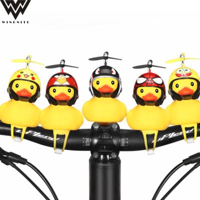 China Hot Selling Amazon Silicone Duck Bicycle Bike LED Yellow Handlebar Lights With Bicycle Bell Horn Promotional Gift for sale