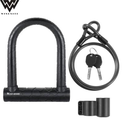 China Steel Bike U-Lock Anti-theft Bicycle Security Lock With Extra Steel Cable Available for sale