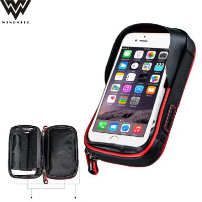 China Wallet Bicycle Frame Bag Bicycle Front Tube Touch Screen Mount Nylon Recycling Bag For Mobile Phone for sale