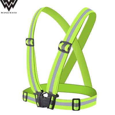 China Safety High Visibility Walking Running Vest Wholesale Fluorescent Yellow Reflective Waist Belt Cheap Reflective Vest for sale