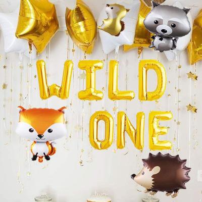 China Eco-Friendly Balloons One Wild Party Animal Supplies Birthday Balloons Woodland Animals Forest Balloons Birthday Party Decorations for sale