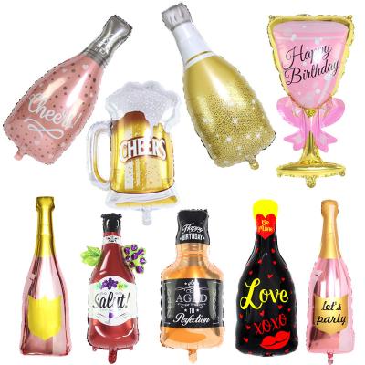 China Large Eco-friendly Wine Whiskey Bottle Foil Balloon For Birthday Bachelor Party Decoration Champagne Bottle Balloons for sale