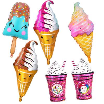 China Wholesale Eco-friendly Foil Ice Cream Donuts Food Helium Balloon Kids Party Decoration Balloons for sale