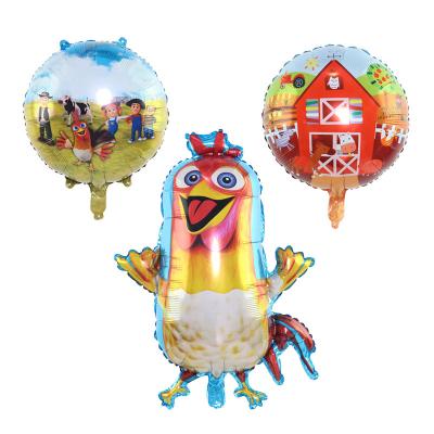 China Eco-friendly Happy Cartoon Helium Foil Chicken Farm Animal Farm Party Supplies Balloon For Baby Shower for sale