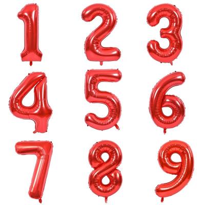 China Wholesale 40inch Eco-friendly Red Helium Mylar Digital Number Foil Balloons For Birthday Party Decoration Supplies for sale