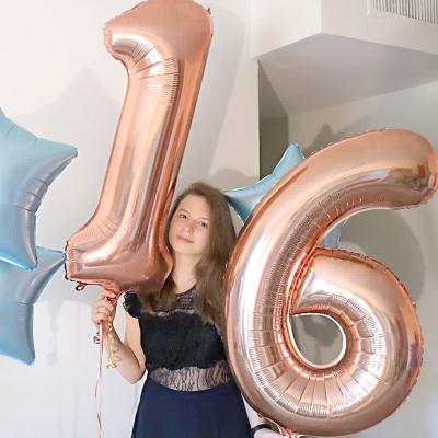 China Hot Selling Number 40inches Good Quality Factory Copper Number Shaped Helium Eco-friendly Foil Balloons / Number Foil Balloons for sale