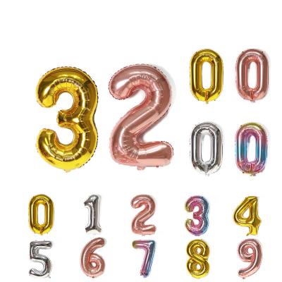 China Eco-friendly Inflatable Digital Aluminum Foil Number Balloons Birthday Column Aluminum Foil Birthday Party Balloon for sale