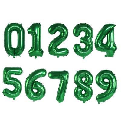 China Eco-Friendly Wholesale Giant Jumbo Emerald Dark Green Aluminum Foil Number Balloons 32 Inch For Birthday Party Decoration Globos for sale