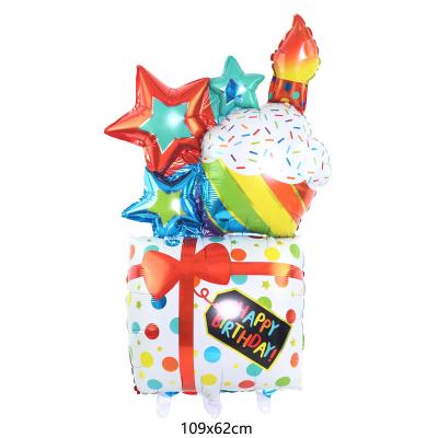 China Hot Selling High Quality Eco-friendly Party Decoration Birthday Cake Candle Gift Box Helium Foil Balloon for sale