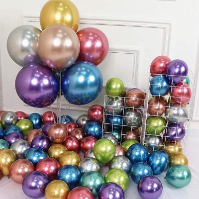 China 12 Inch Latex Balloons Metal Eco-friendly Pearl Deep Pass Party Metallic Latex Chrome Birthday Decoration Globos Metallic Balloon for sale