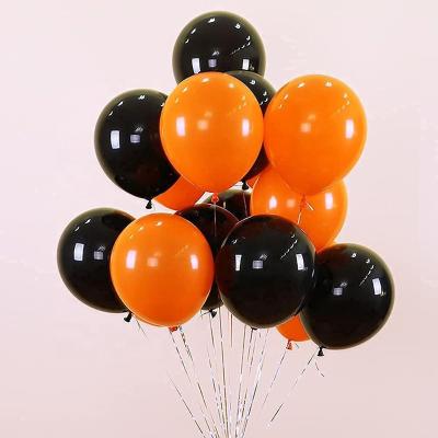 China Wholesale 100 Pcs Eco-friendly 12 Inch Halloween Black Orange Latex Balloons For Hallows Day Party Birthdays Decorations Supplies for sale