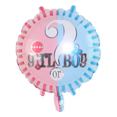 China Eco-friendly Hot Selling 18inch Round Gender Reveal Aluminum Foil Balloon For Gender Reveal Party Supplies for sale