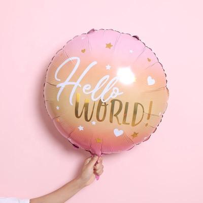 China Wholesale 22inch Pink World Narwhal Hello World Narwhal Unicorn Helium Foil Balloons For Baby Shower Eco-friendly Decoration for sale