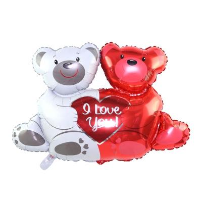 China Eco-friendly singles party valentine's day aluminum foil balloon two color love bear wedding decoration foil balloon for sale