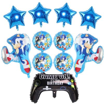 China New Eco-Friendly 11pcs Sonic the Hedgehog Party Game Controller Aluminum Foil Balloons for Kids Baby Shower Birthday Party Decorations for sale