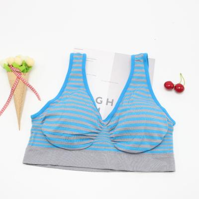 China 2022 QUICK DRY fashion women sexy sports vest sexy bra stripe pattern ladies seamless bra sports vest bra for sale