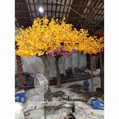 China Yellow Artificial Plants Ginkgo Trees Beautiful Tree Large Tree Colorful Artificial Outdoor Restaurant Decoration for sale