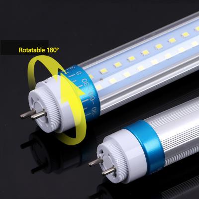 China Warehouse Rotatable 180 degree High Light effect led t8 tube aluminum housing RGB 24V 85-265V t8 led tube for sale