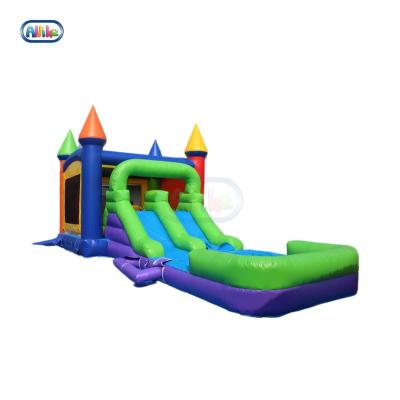 China Cheap Inflatable Party Bounce Frozen House With Water Slide With Pool Castle Inflatable Bouncy Jumping Slide Combo for sale