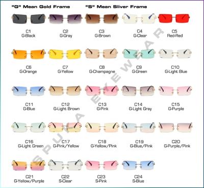 China The rimless rectangular chasma square from spec. fashion sunglasses unisex chashma frame yellow men's sunglasses vintage sun glass shades women's sunglasses for sale