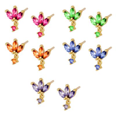 China FASHIONABLE Wholesale 925 Sterling Silver 18k Gold Color Zircon Flower Stud Earrings for sale