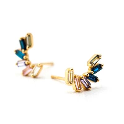 China FASHIONABLE Multicolor Crystal Zircon Bow Stud Earrings 925 Sterling Silver 18k Gold Plated High Quality Jewelry for sale