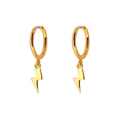 China FASHIONABLE Hot Selling 18k Gold Plated 925 Sterling Silver Smooth Circle Lightning Earrings Women Jewelry for sale