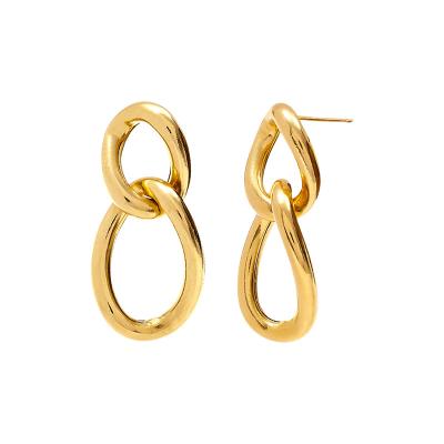 China TRENDY 925 Sterling Silver Jewelry 18k Gold Plated To Exaggerate Large Twisted Chain Drop Earrings Women for sale