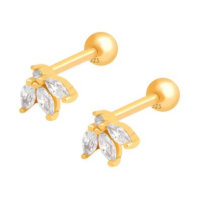 China FASHIONABLE Drop Shipping 18k Gold Plated 925 Sterling Silver Korean Crown Ear Bone Studs Ins Fashion Screw Earrings for sale