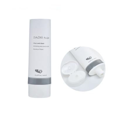 China Embedded Tube Empty Package Skin Care Packaging Squeeze Plastic Oval Tube To Flip Top Lids To Face Wash Cream Tube Cosmetic Packaging for sale