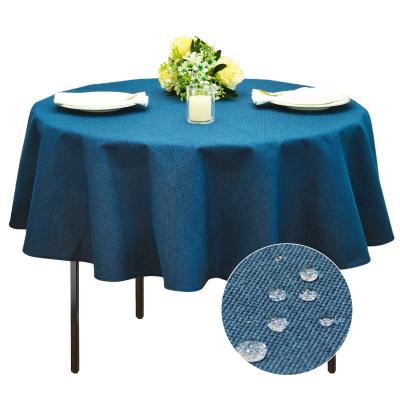 China Kitchen Wedding Party Fabric Water Resistant Waterproof Dining Textured Spill Proof Washable Round Tablecloths for sale