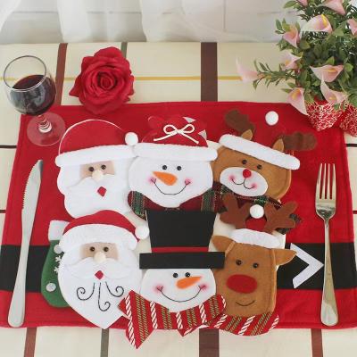 China Santa Claus Elk Christmas Tableware Silverware Snowman Holders Pockets Knives Forks Bag Snowman Santa Claus Elk Decor for Christmas Dinner Table Decorations for sale