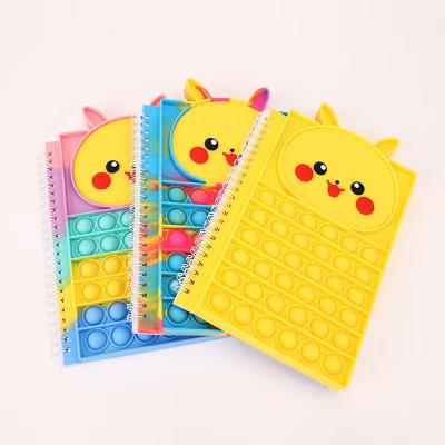 China New 21Colors Silicone Bumpy Person Toys Silicone Snap Push Bubbles Notebook A5 Simple Popper Notepad Snap Reliver Effort Notebook for sale