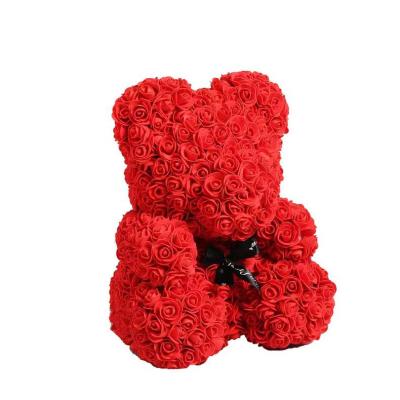 China Hot Selling PE 25cm Rose Bear Valentine's Day Gifts Artificial Flower Foam Rose Bear for sale