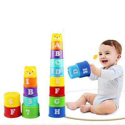 China Educational Kid Toys 2022 Educational Colorful Cartoon Styles Plastic Stacking Cups Toys for sale