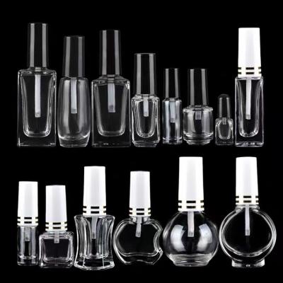 China Amber Refillable Container Vial Cosmetic Empty Nail Polish Bottles Glass Dispenser Bottle With Brush Cap for sale