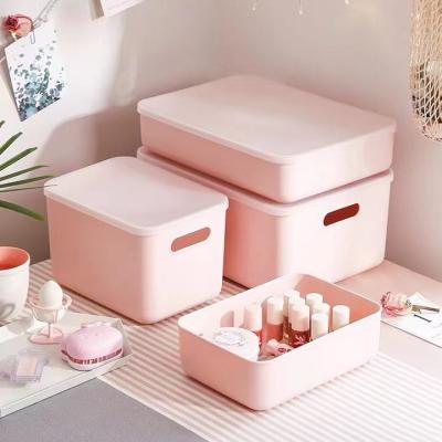 China Recycled Plastic Stackable Home Organizer Materials Storage Boxes With Lid Cover Household Accessories Packaging Box For Kitchen Cabinet Office for sale