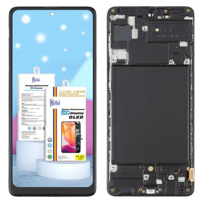 China Replace Original Phone Parts KULI Quality Front Damaged Glass Wholesale For Samsung A71 Soft Sensitive Mobile Display Parts Replacement LCD With Frame for sale